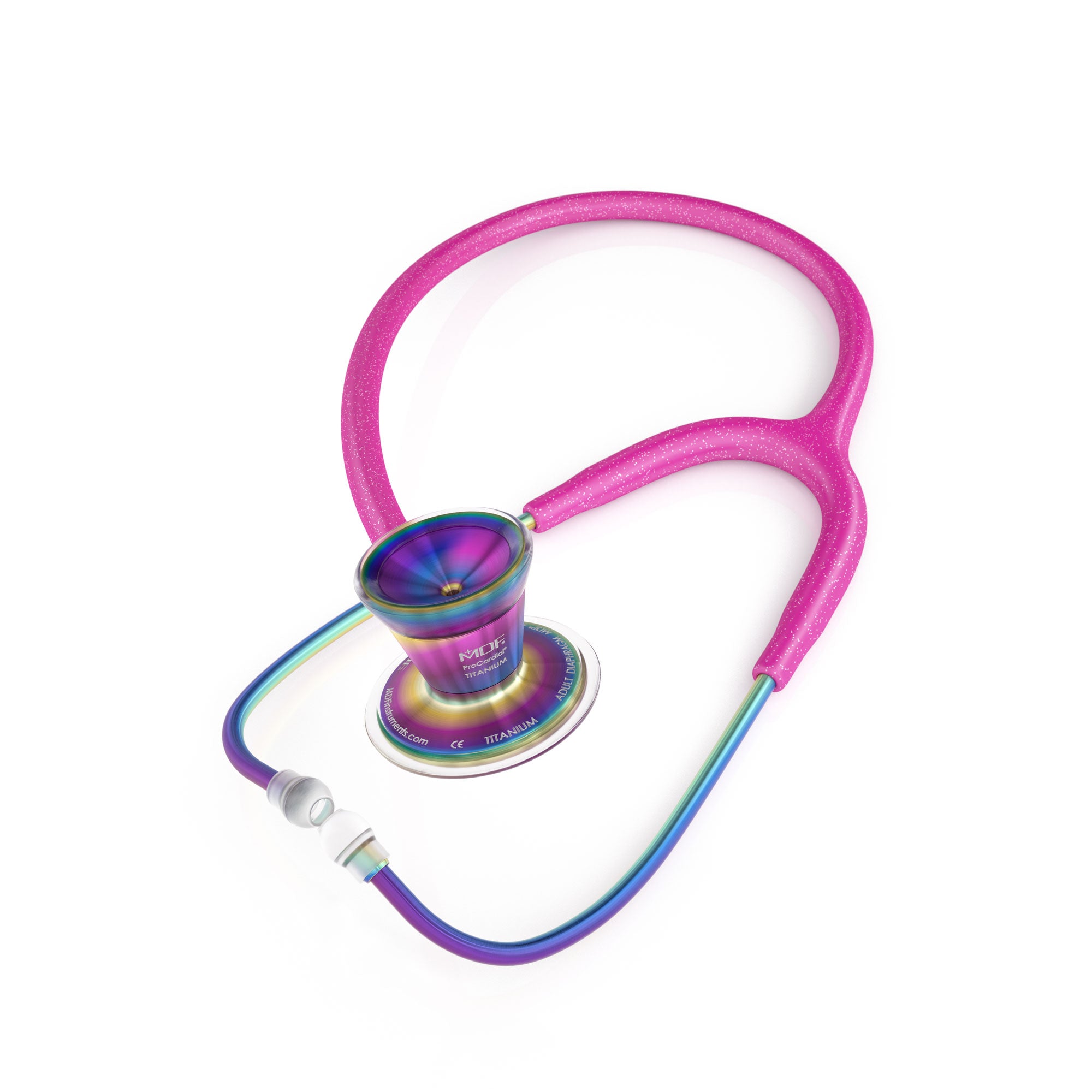 ProCardial Titanium Stethoscope MDF Instruments Bright Pink Glitter  Kaleidoscope