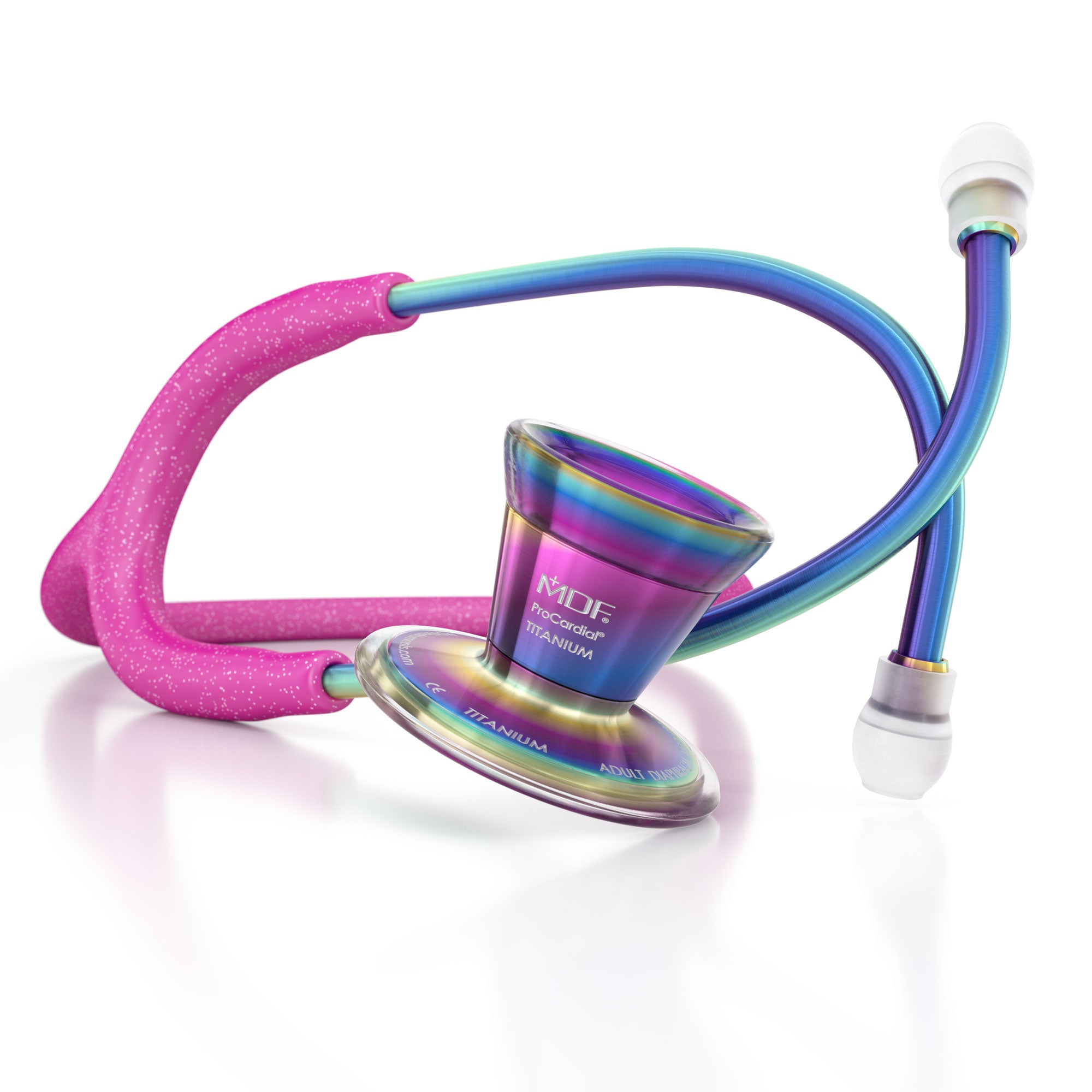 ProCardial Titanium Stethoscope MDF Instruments Bright Pink Glitter  Kaleidoscope