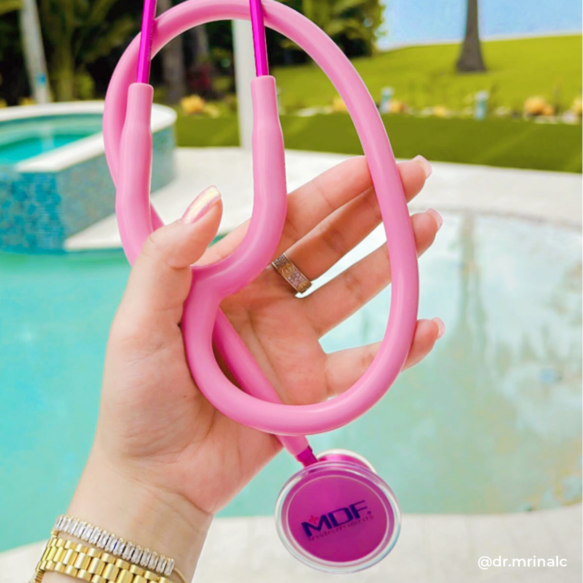 Pink Stethoscope MDF Instruments Acoustica PinkAlloy Cosmo Light Pink