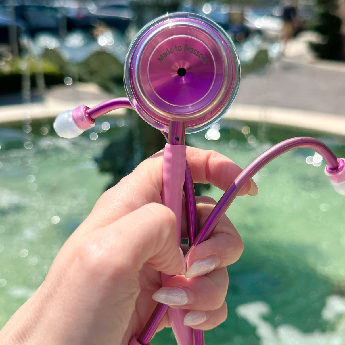 Pink Stethoscope for Medical Professionals MDF Instruments MD One Epoch Titanium Light Pink Tubing and Blossom Metal Finish