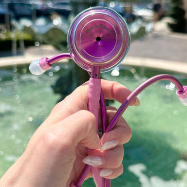 Pink Stethoscope for Medical Professionals MDF Instruments MD One Epoch Titanium Light Pink Tubing and Blossom Metal Finish