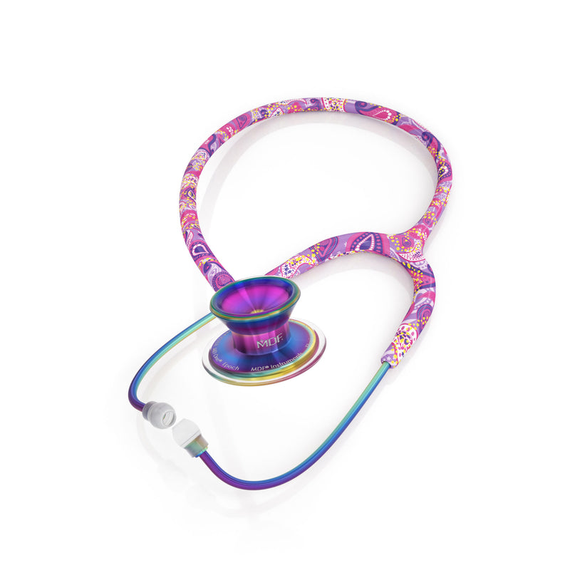 Stethoscope MDF Instruments MD One Epoch Titanium Pink and Purple Paisley Print Purpaisley and Kaleidoscope