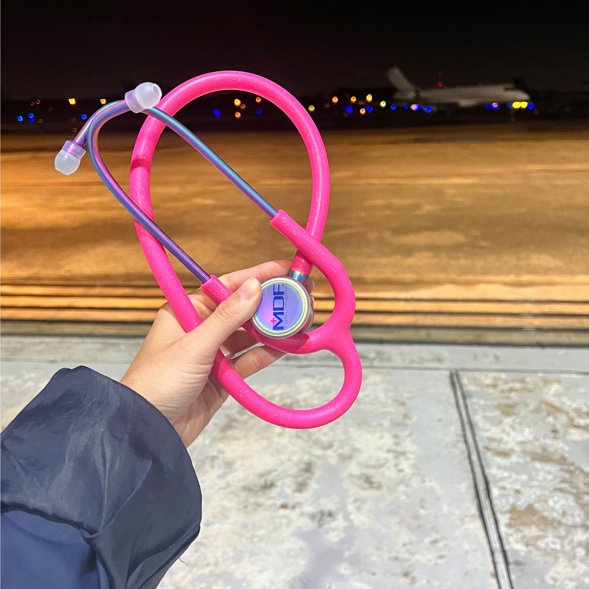 Pink Stethoscope MDF Instruments ProCardial Titanium ThinkPink Glitter Kaleidoscope