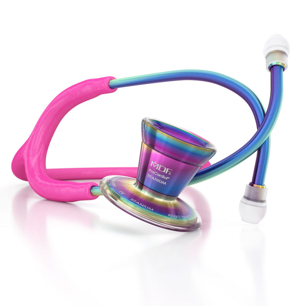 ProCardial Titanium Stethoscope MDF Instruments Bright Pink Kaleidoscope