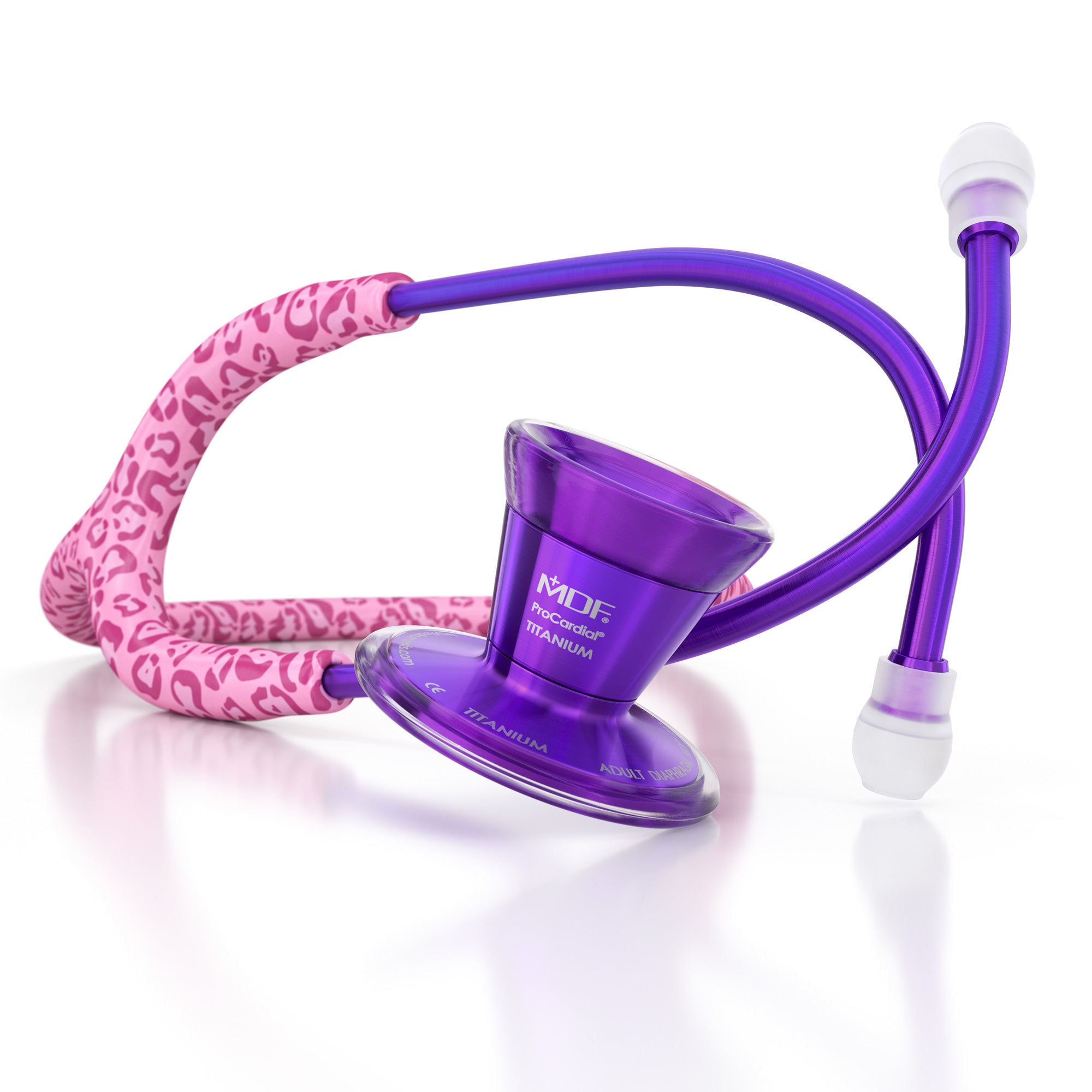 Stethoscope MDF Instruments ProCardial Titanium Mprint Pink Leopard Cougar 
Pynk and Ultraviolet Purple