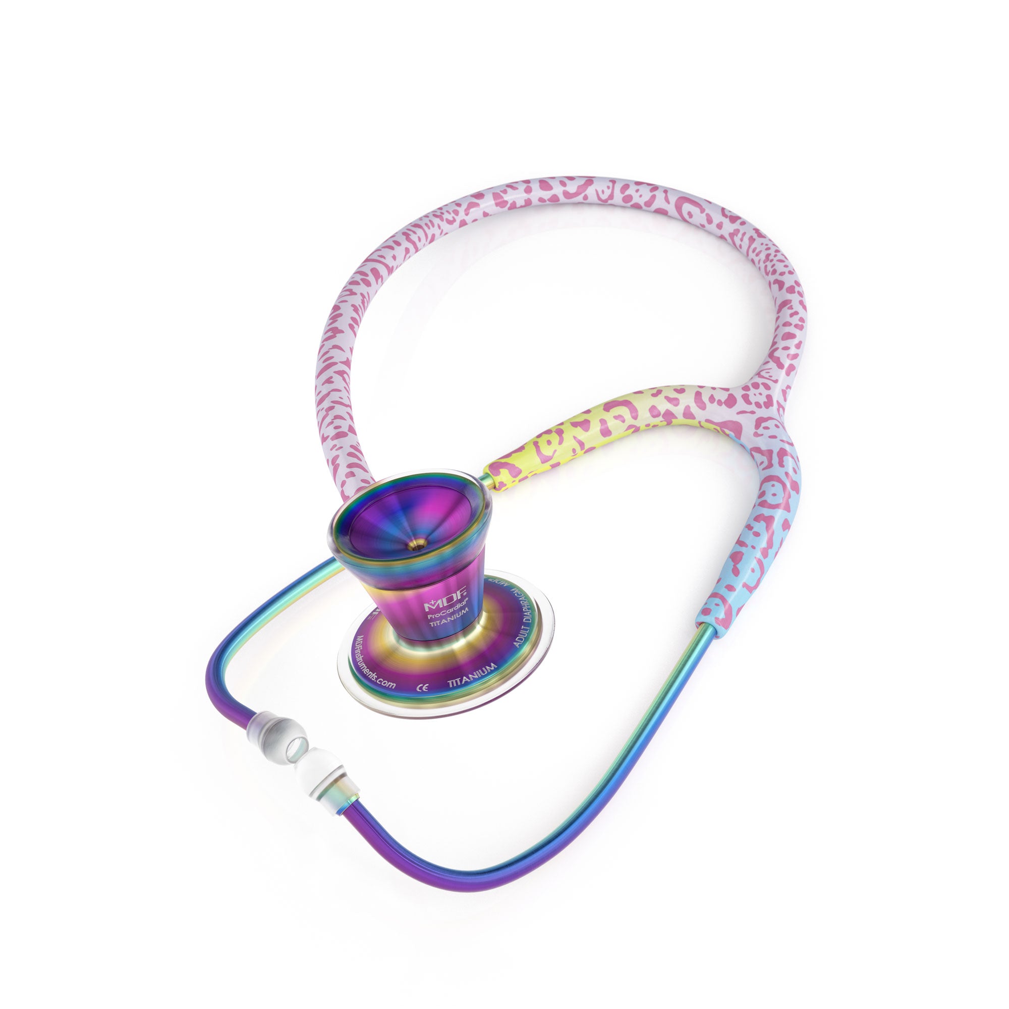 Stethoscope MDF Instruments ProCardial Titanium Cardiology Rainbow Leopard Kaleidoscope