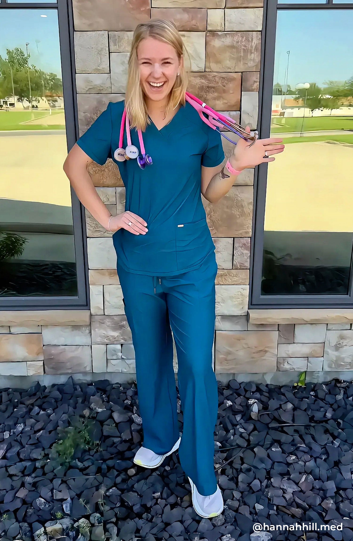 Women's Scrub Top V-Neck Cherokee Form Caribbean Blue CK840 MDF Instruments Apparel