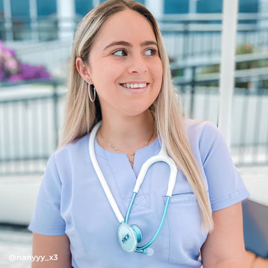 Stethoscope MDF Instruments Acoustica Lightweight Adult Dual Head Aqua Blue and White