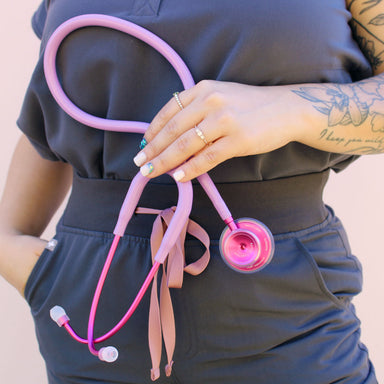 Pink Stethoscope MDF Instruments Acoustica Lightweight Dual Head Cher Light Purple and Pinkalloy