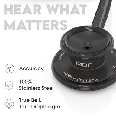 Stethoscope MDF Instruments MD One Stainless Steel Adult Dual Head BlackOut All Black