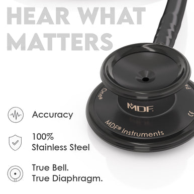 Stethoscope MDF Instruments MD One Stainless Steel Adult Dual Head BlackOut All Black