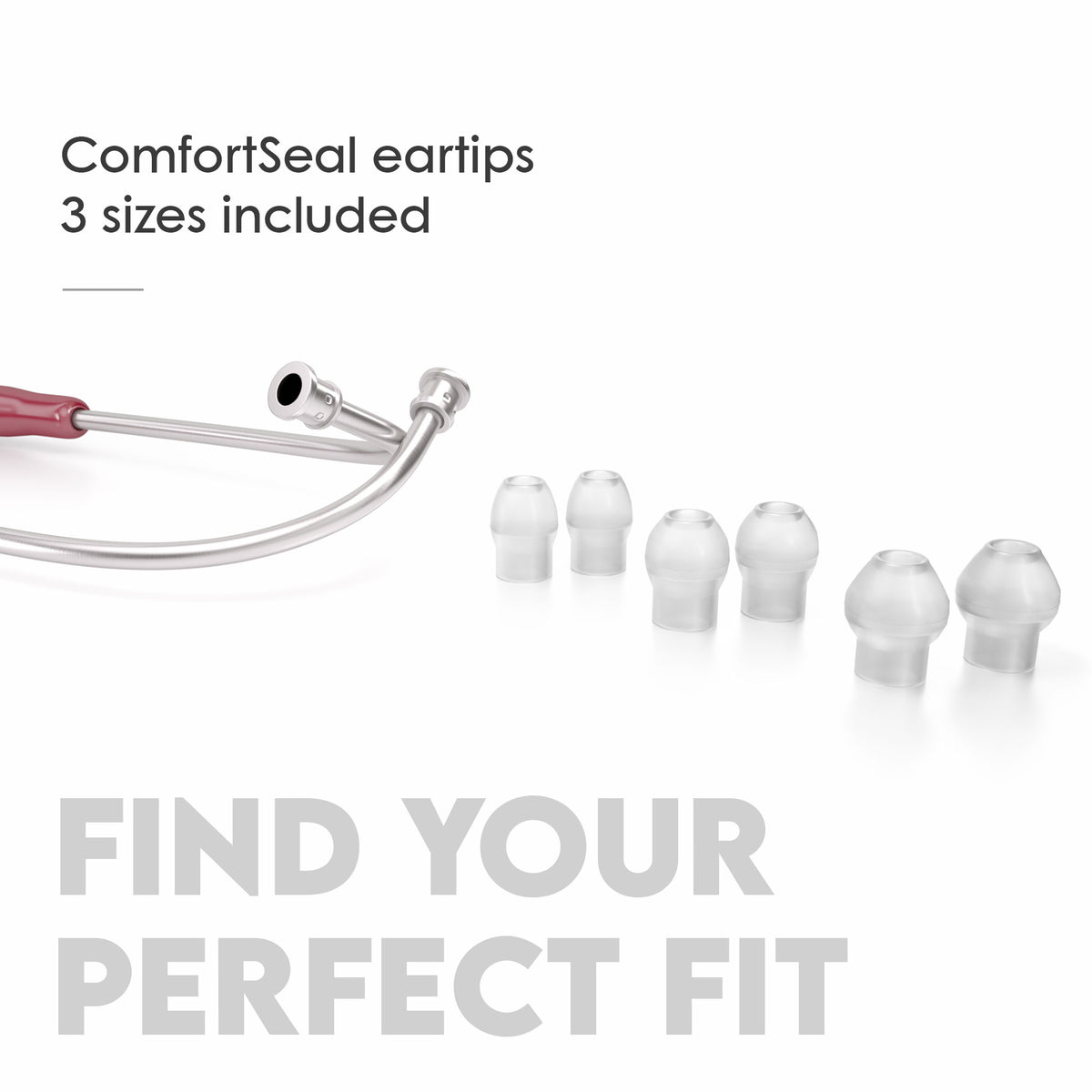 Stethoscope MDF Instruments MD One Stainless Steel Adult Dual Head Napa Burgundy Red 3 Sizes of ComfortSeal Eartips Included