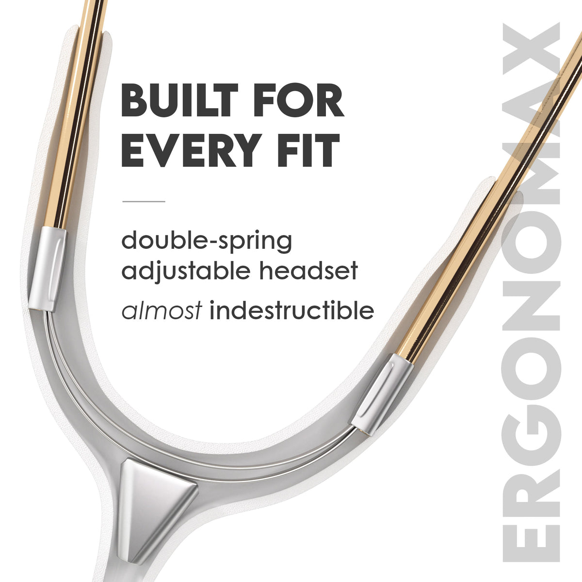 Stethoscope MDF Instruments MD One Stainless Steel Adult Dual Head Gold and White Patented Ergonomax Headset