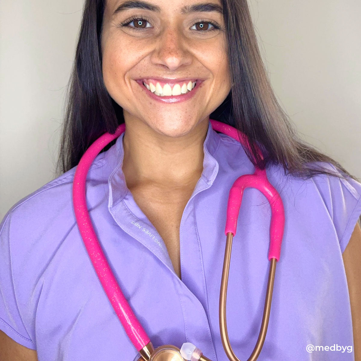 Stethoscope MDF Instruments ProCardial Titanium Cardiology Mprint Bright Pink Glitter and Rose Gold