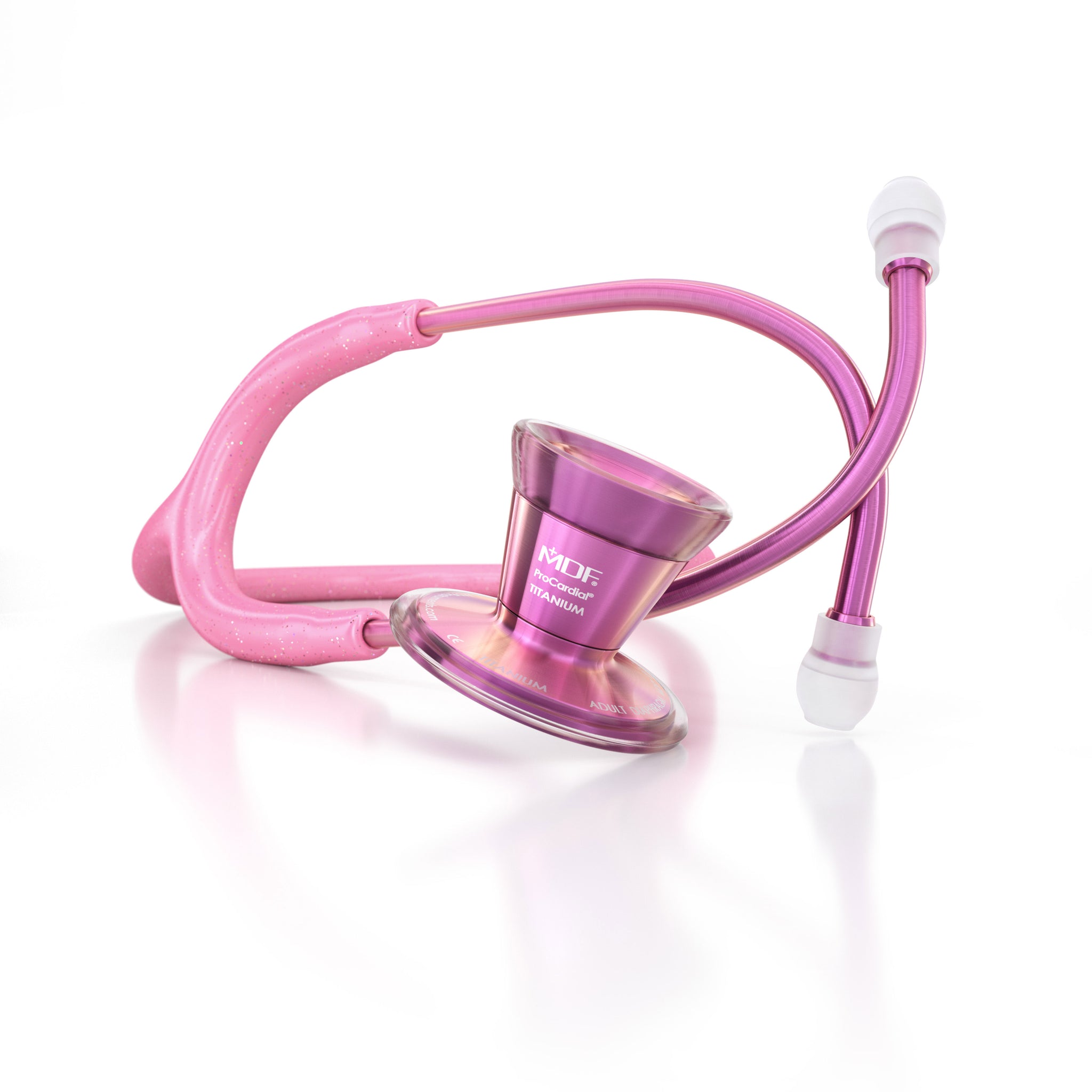 Pink Stethoscope MDF Instruments ProCardial Titanium Cardiology Mprint Light Pink Glitter and Blossom