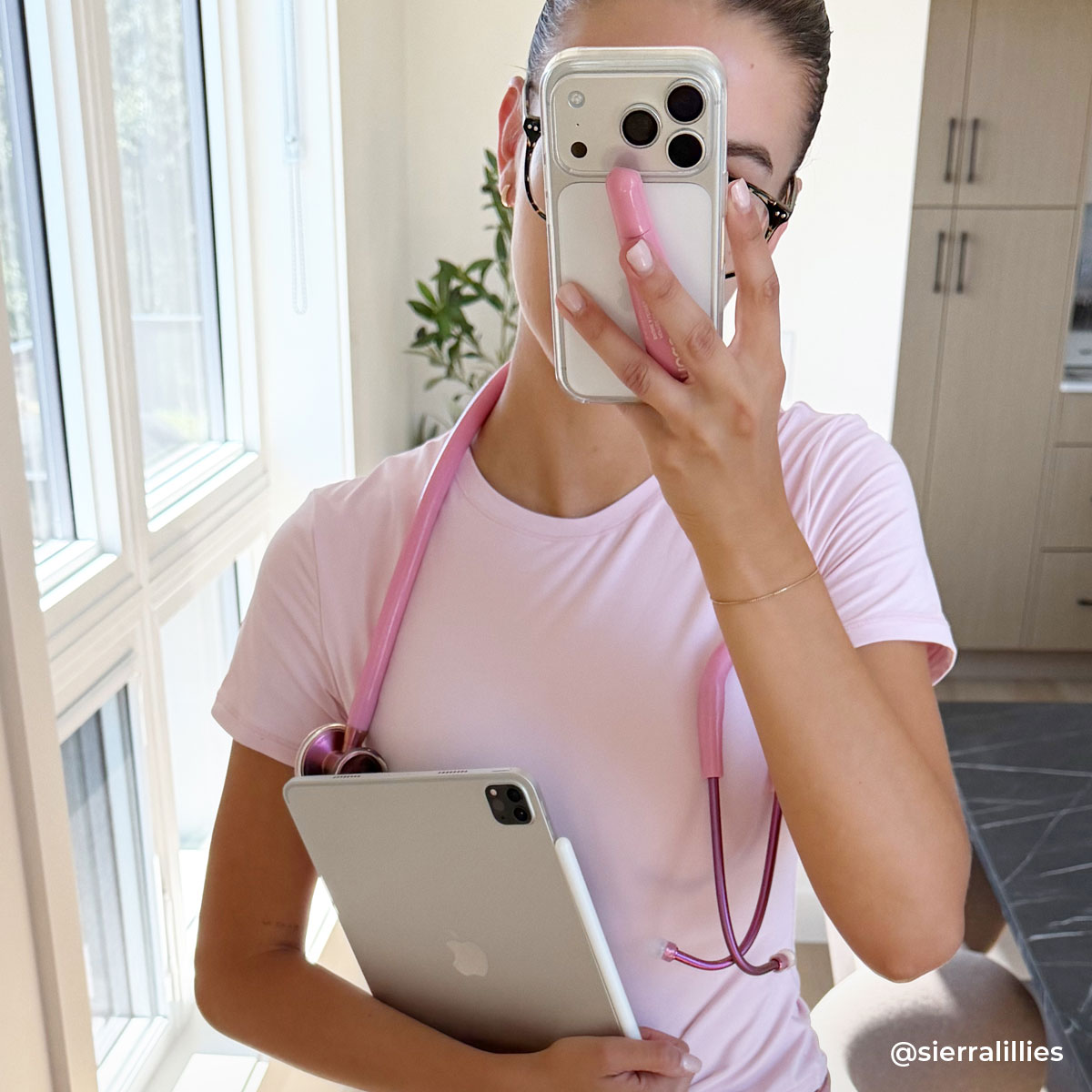 Stethoscope for Medical Professionals MDF Instruments ProCardial Titanium Cardiology Mprint Light Pink Glitter and Blossom