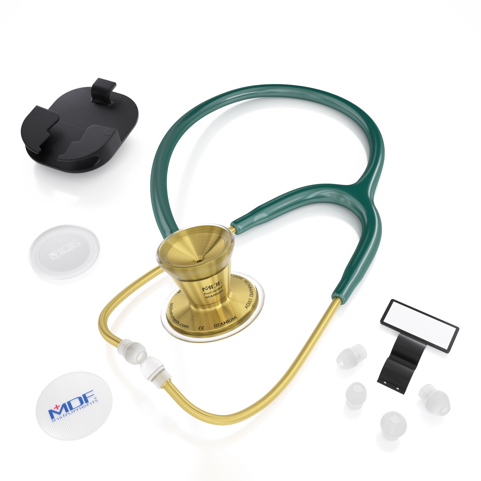 MDF ProCardial Titanium Cardiology Stethoscope | Green & Gold