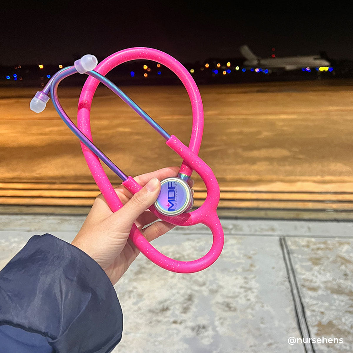 Pink Stethoscope MDF Instruments ProCardial Titanium ThinkPink Glitter Kaleidoscope