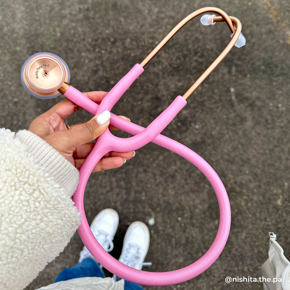 Stethoscope MDF Instruments ProCardial Titanium Cardiology Cosmo Light Pink Glitter and Rose Gold