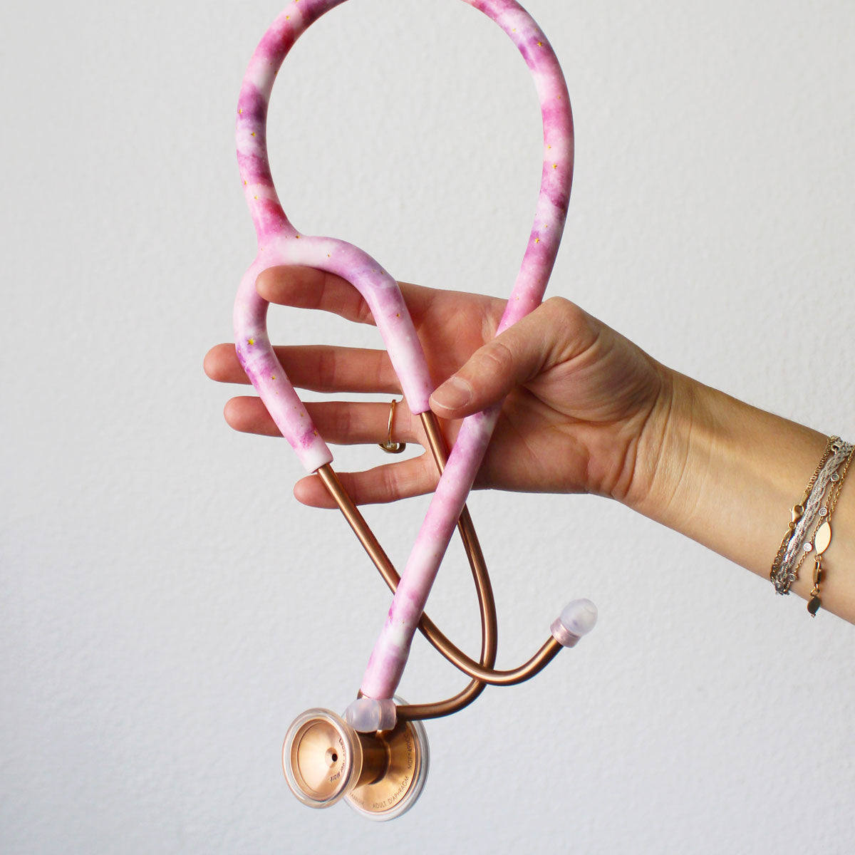 Stethoscope MDF Instruments ProCardial Titanium Cardiology Pink Galaxy Print Orion Nebula Rose Gold Pink Stethoscopes