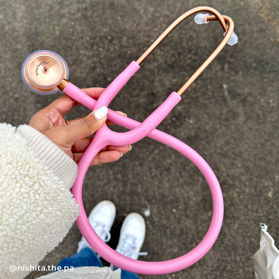 Stethoscope MDF Instruments ProCardial Titanium Cardiology Cosmo Light Pink Glitter and Rose Gold