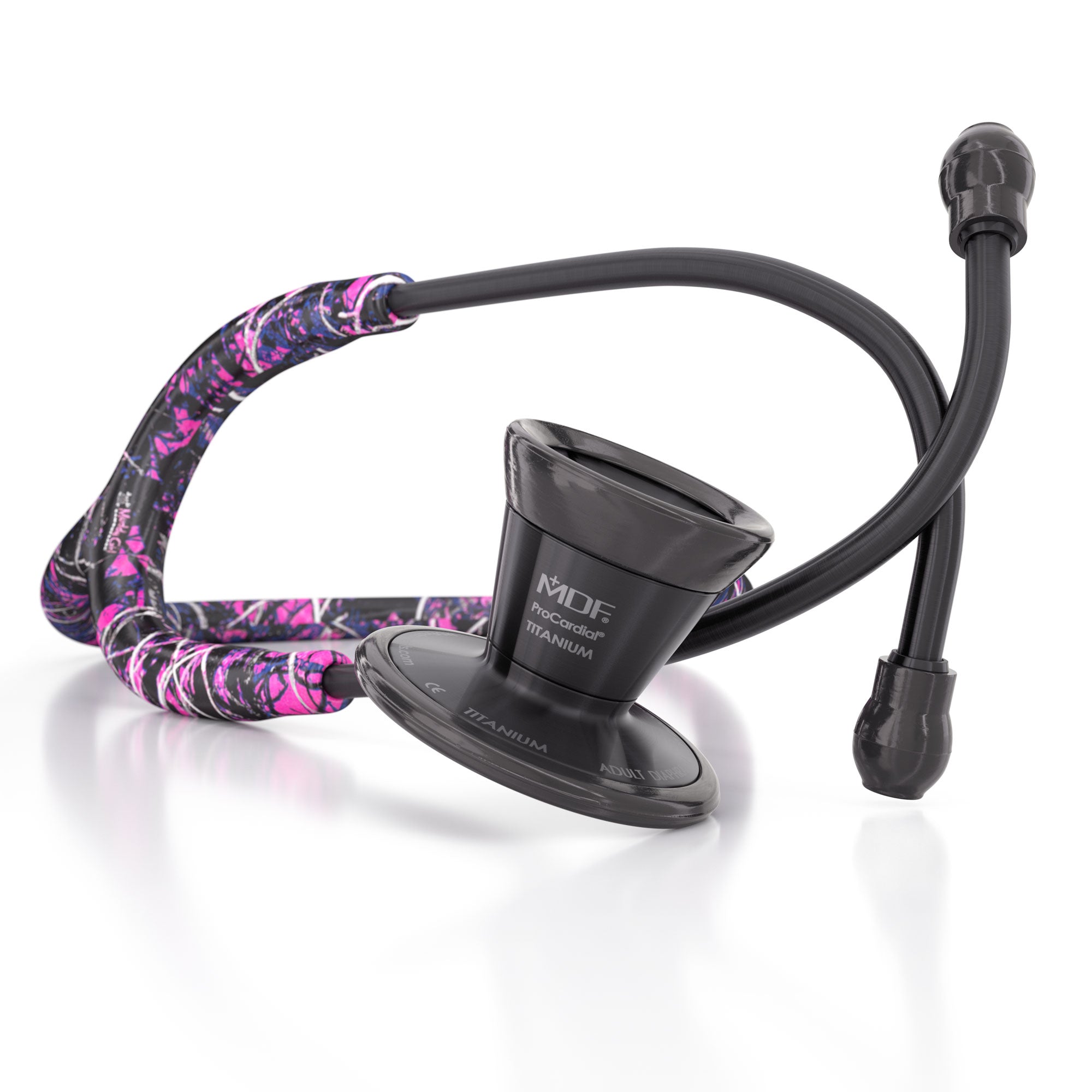 Stethoscope MDF Instruments ProCardial Titanium Cardiology Pink Camo Print Muddy Girl BlackOut