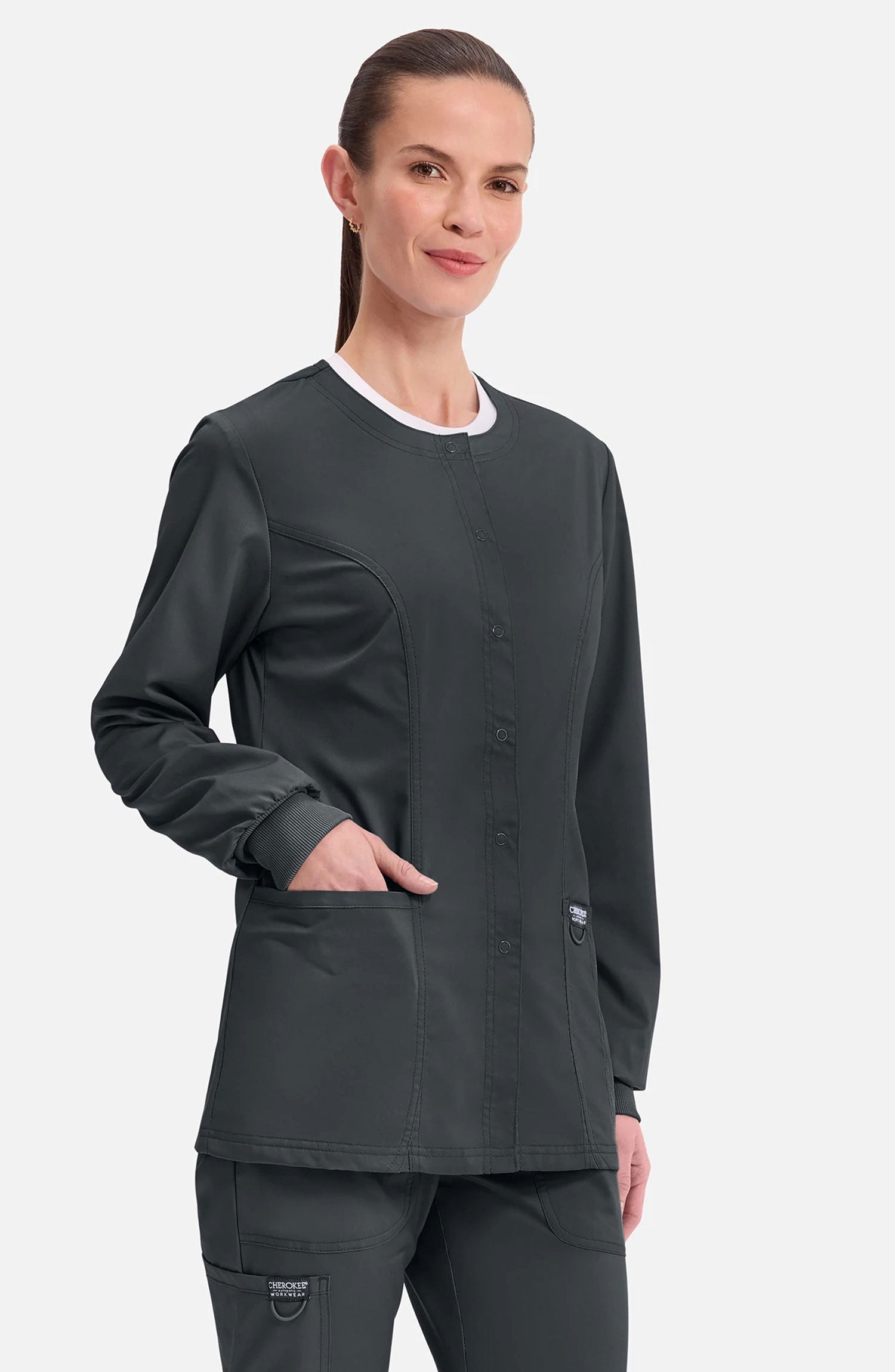 Cherokee Workwear Revolution Women's Snap Front Scrub Jacket
