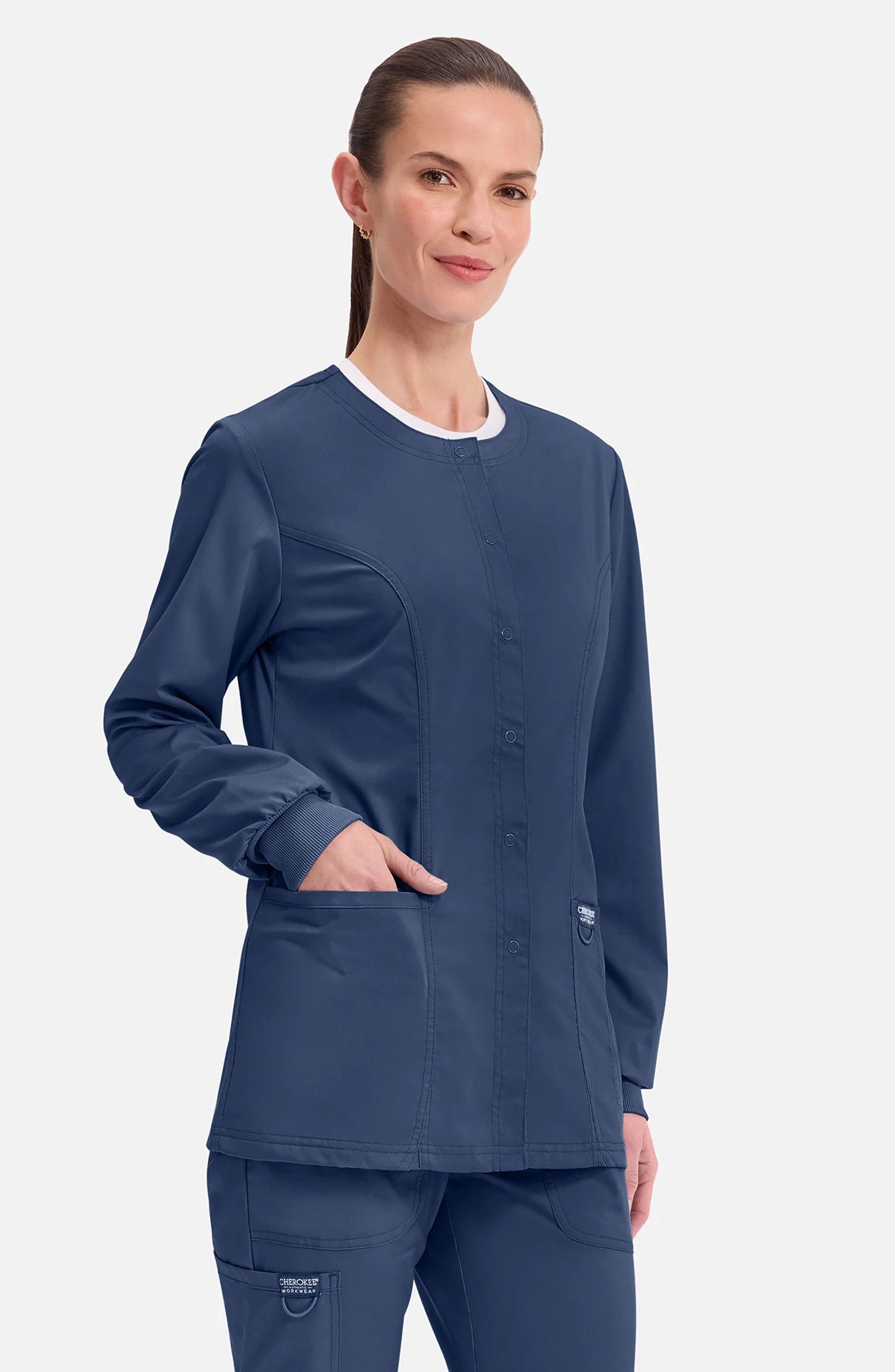 Cherokee Workwear Revolution Women's Snap Front Scrub Jacket