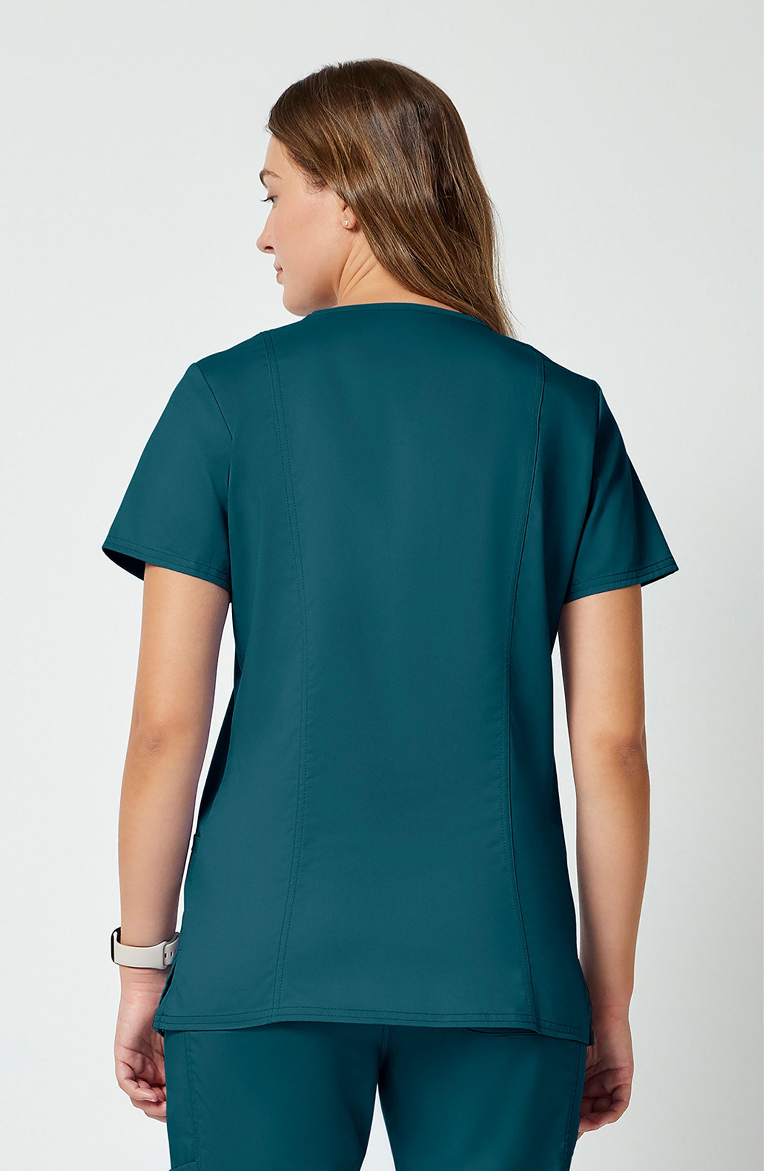 Women's Scrub Top V-Neck Caribbean Blue Cherokee Workwear Revolution MDF Instruments WW620
