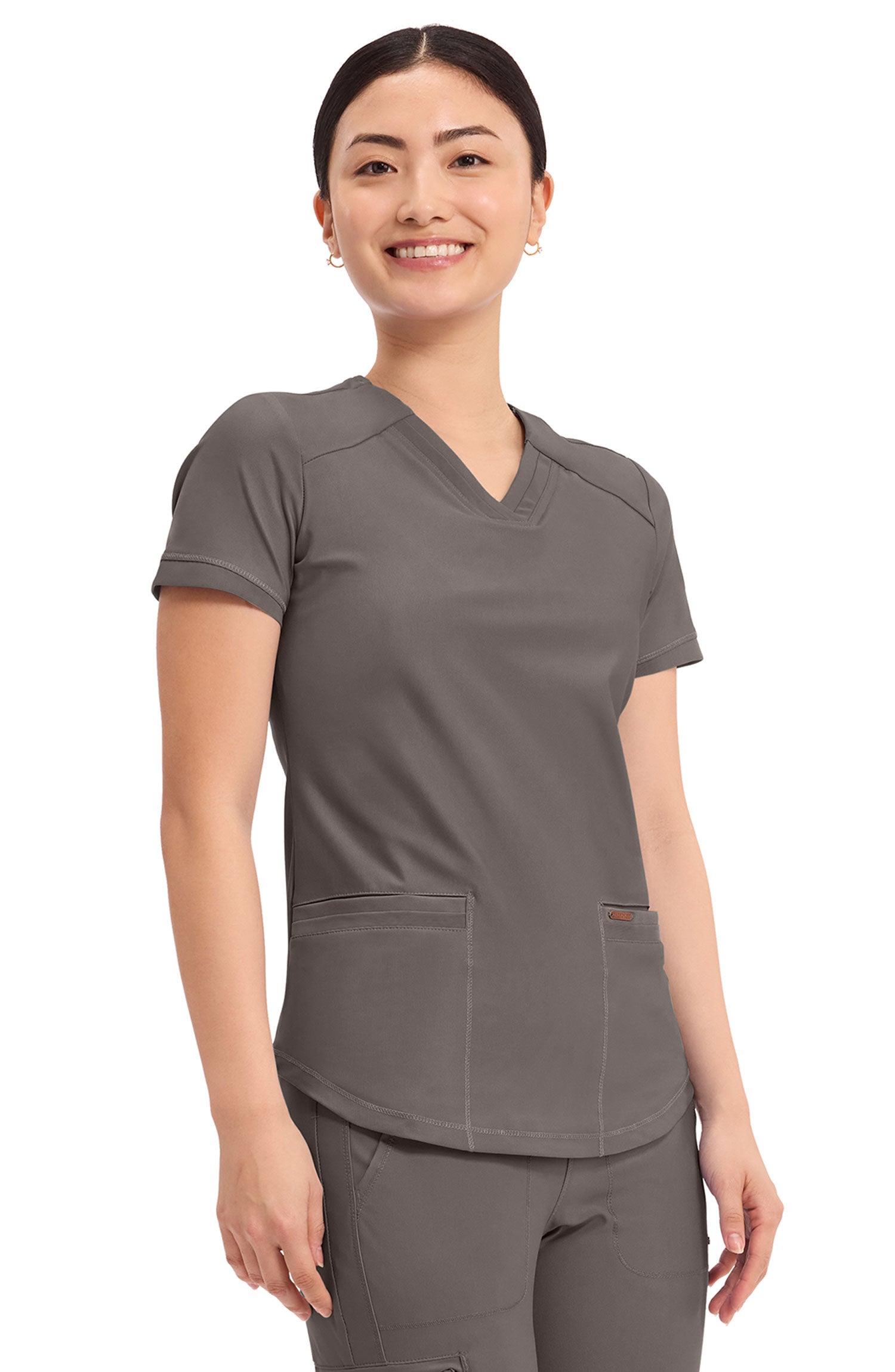 Women's Scrub Top V-Neck Cherokee Form Iron Brown CK840 MDF Instruments Apparel