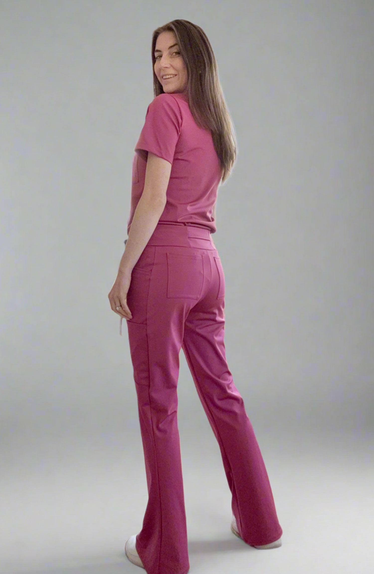 Womens Scrubs Tuck-In Top Pink Vintage Rose OliveUs MDF Instruments