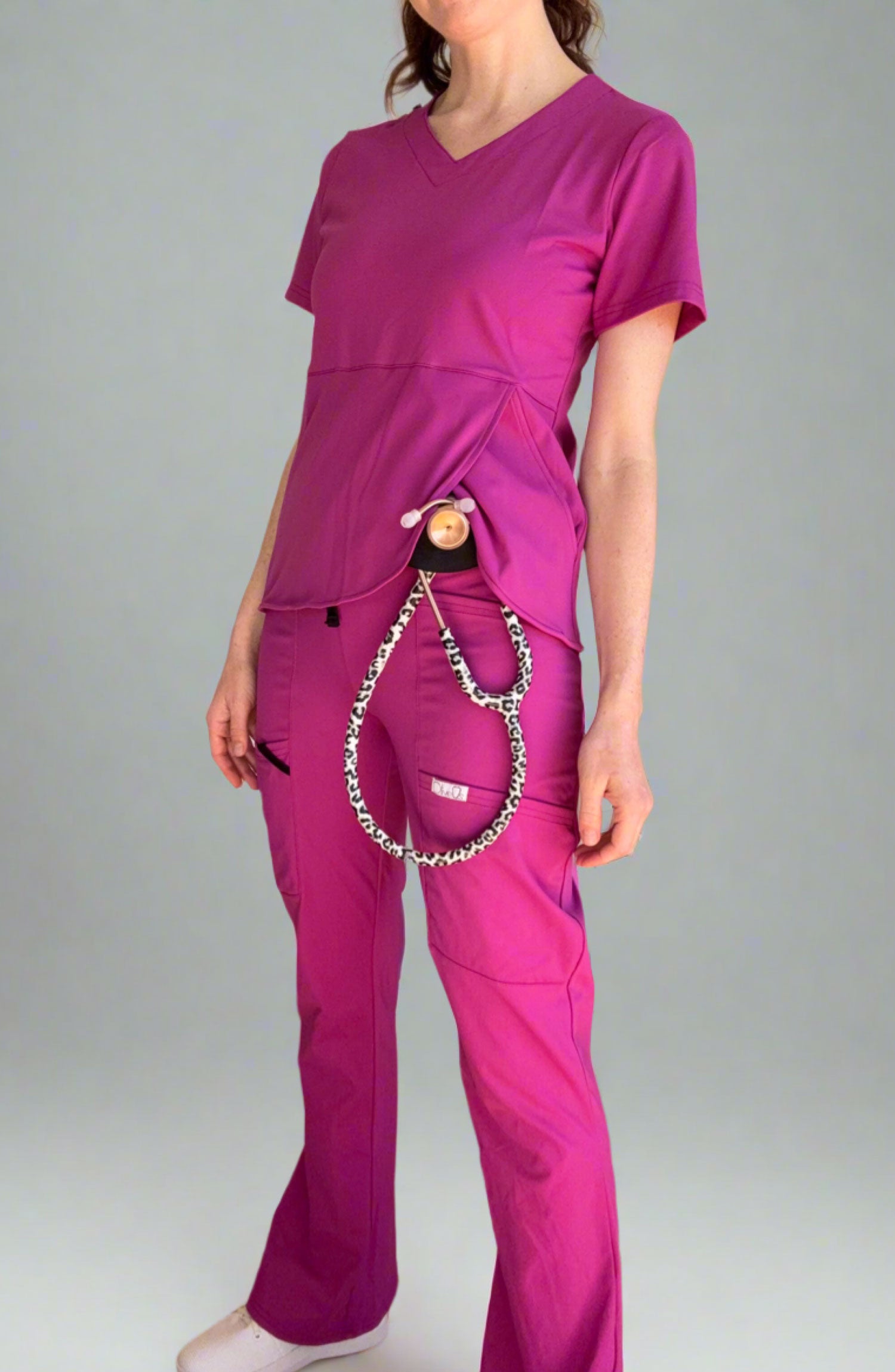 Women's Scrubs Bootcut Pants Magenta Pink OliveUs MDF Instruments