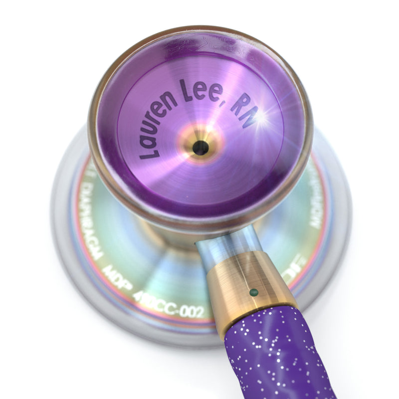 ProCardial® Titanium Cardiology Stethoscope - Purple Glitter/Kaleidoscope - Engraving