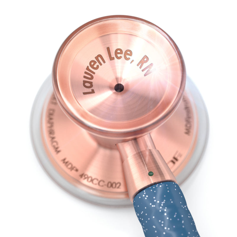 ProCardial® Titanium Cardiology Stethoscope - Royal Blue Glitter/Rose Gold - Engraving