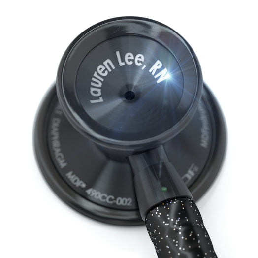 ProCardial® Titanium Cardiology Stethoscope - Black Glitter/BlackOut - Engraving