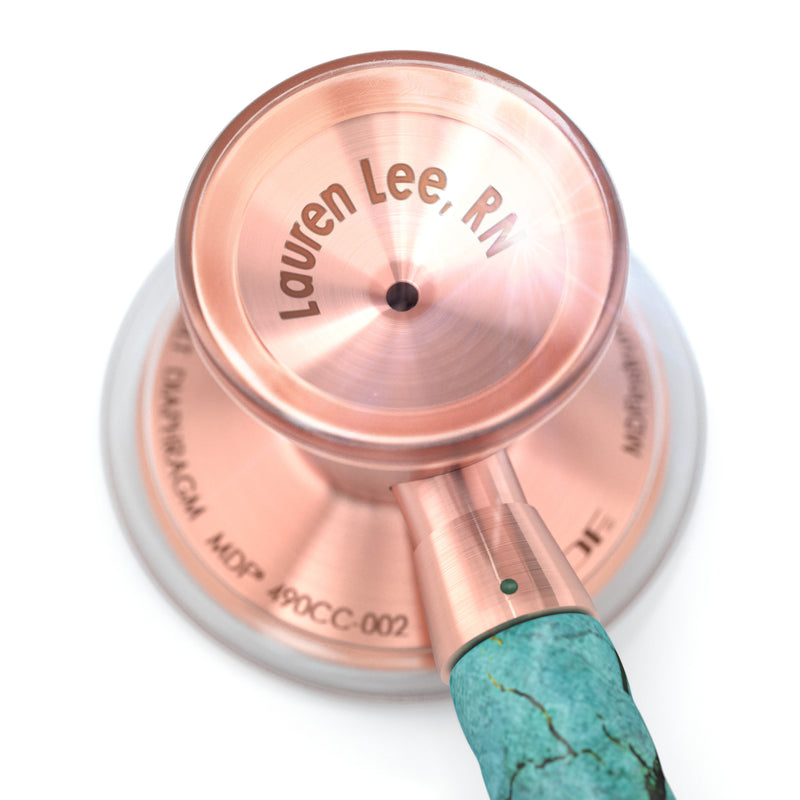 Stethoscope MDF Instruments ProCardial Cardiology Turquoise and Rose Gold Engraving