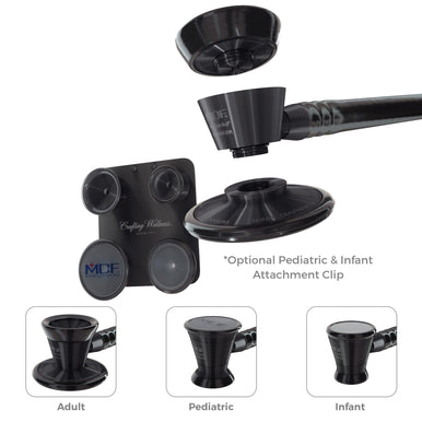 Stethoscope Attachments for Pediatric and Infant Neonatal Patients with Clip MDF® ProCardial® Titanium BlackOut
