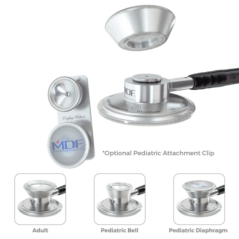 Stethoscope Attachments for Pediatric Patients with Clip MDF Instruments MD One Epoch Titanium Silver