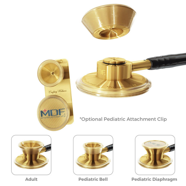 Stethoscope Attachments for Pediatric Patients with Clip MDF Instruments MD One Epoch Titanium Gold