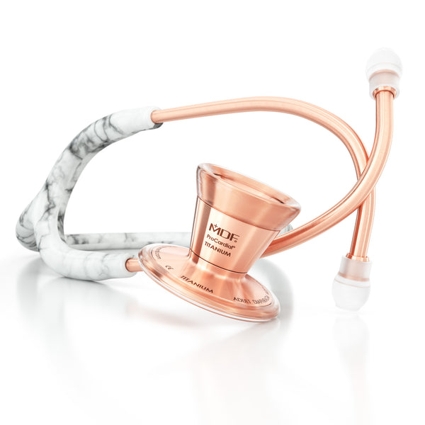 ProCardial® Titanium Cardiology Stethoscope - Calacatta Marble/Rose Gold - MDF Instruments Official Store - No - Stethoscope