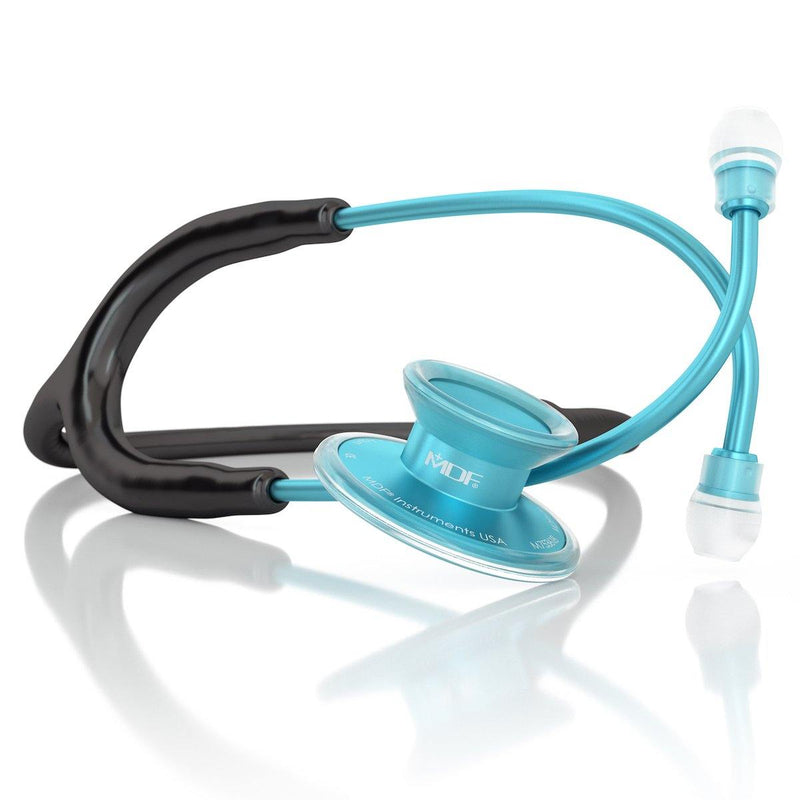 Blue Stethoscope MDF Instruments Acoustica NoirNoir Black and Aqua