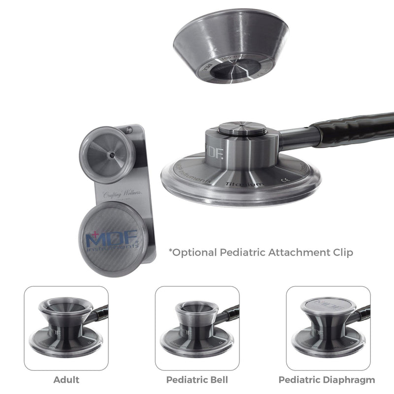 Stethoscope MDF Instruments MD One Epoch Titanium Plaid Print Islay and Metalika Pediatric Patient Convertible Attachments