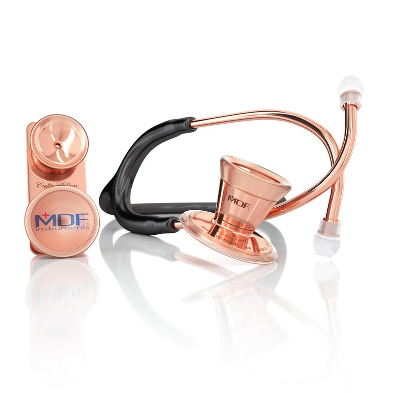 ProCardial® Stainless Steel Adult & Pediatric Stethoscope - Black/Rose Gold - MDF Instruments Official Store - Stethoscope