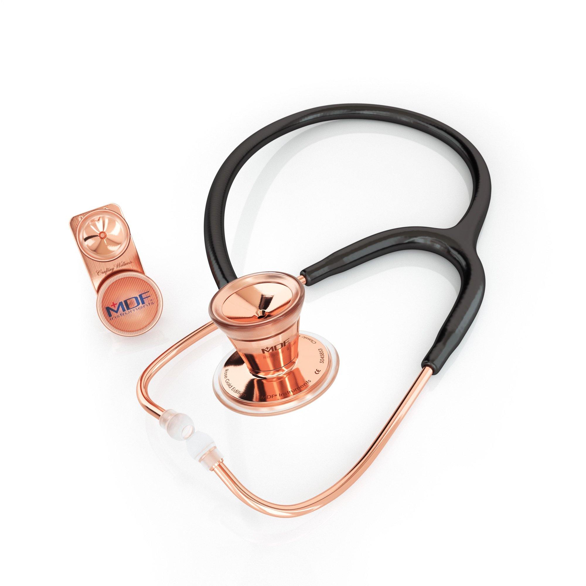 ProCardial® Stainless Steel Adult & Pediatric Stethoscope - Black/Rose Gold - MDF Instruments Official Store - Stethoscope