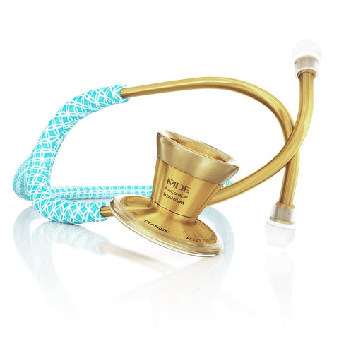 Stethoscope MDF Instruments ProCardial Titanium Cardiology Bella Azure and Gold