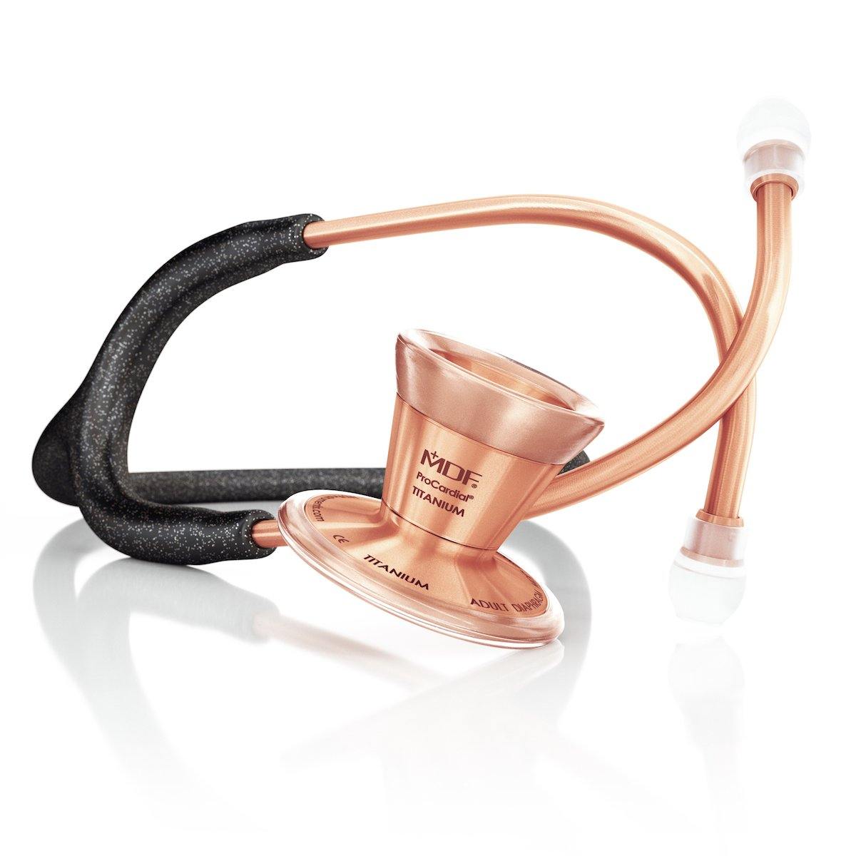 ProCardial® Titanium Cardiology Stethoscope - Black Glitter/Rose Gold - MDF Instruments Official Store - No - Stethoscope