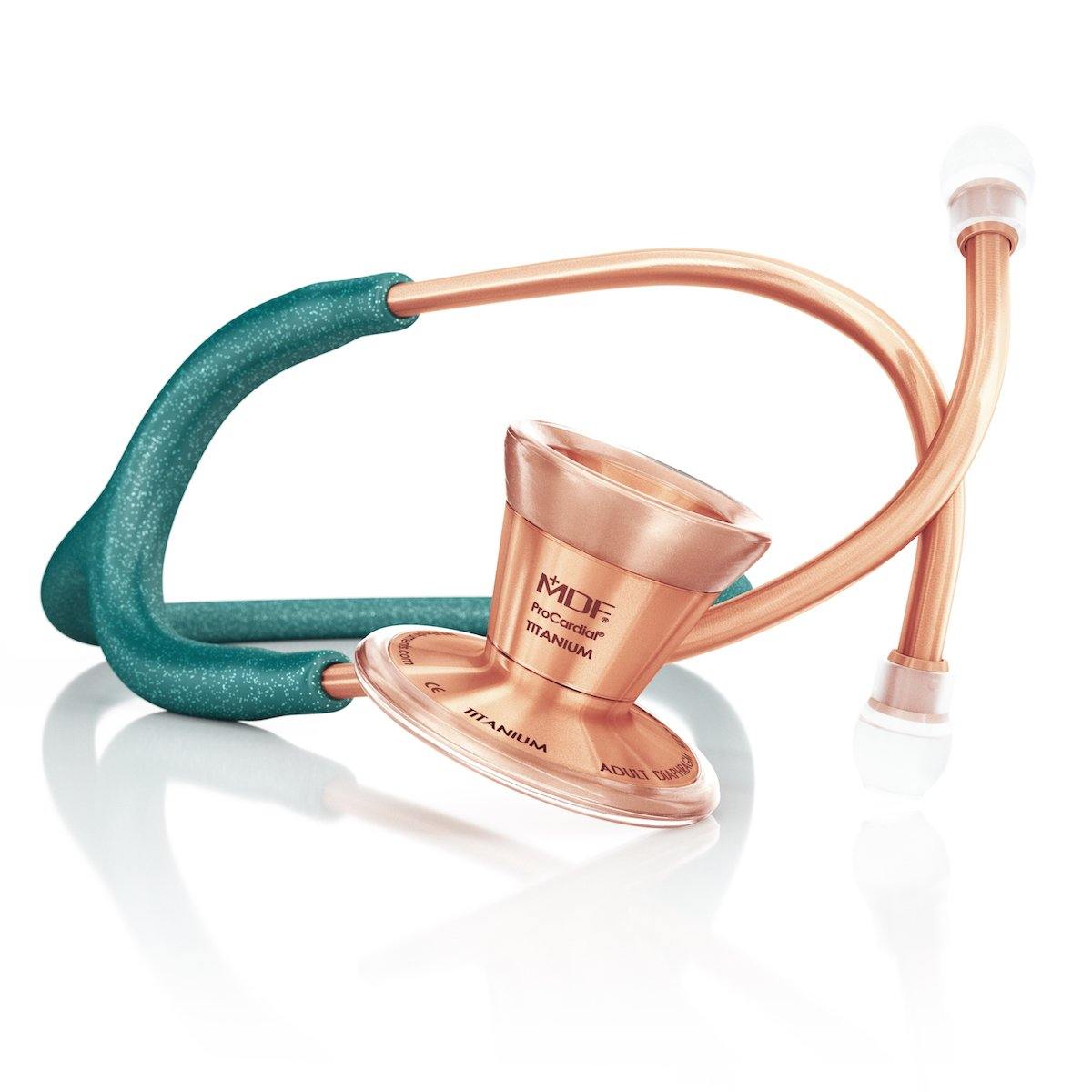 ProCardial® Titanium Cardiology Stethoscope - Green Glitter/Rose Gold - MDF Instruments Official Store - No - Stethoscope