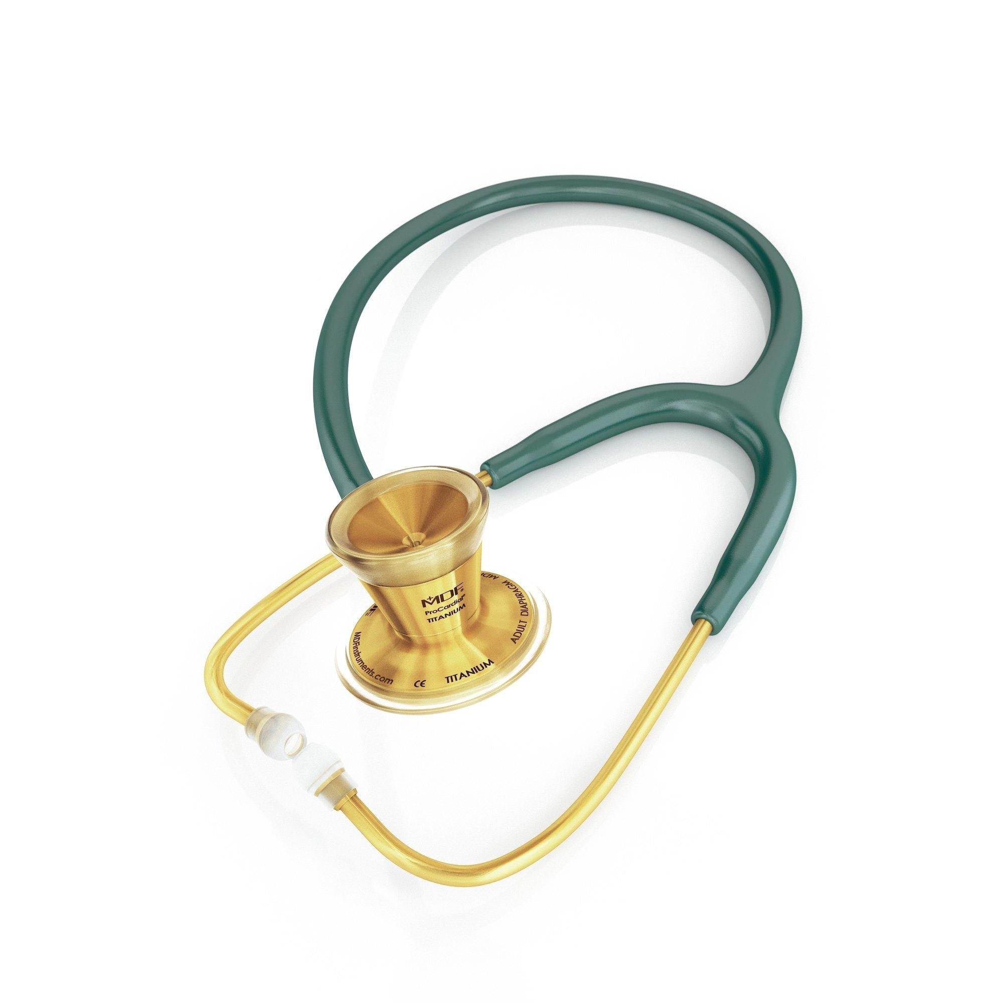 Stethoscope MDF Instruments ProCardial Titanium Cardiology Ribbit Green and Gold