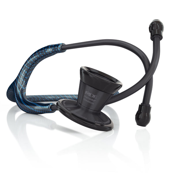 Stethoscope MDF Instruments ProCardial Titanium Blue Carbon Fiber Print Poseidon BlackOut