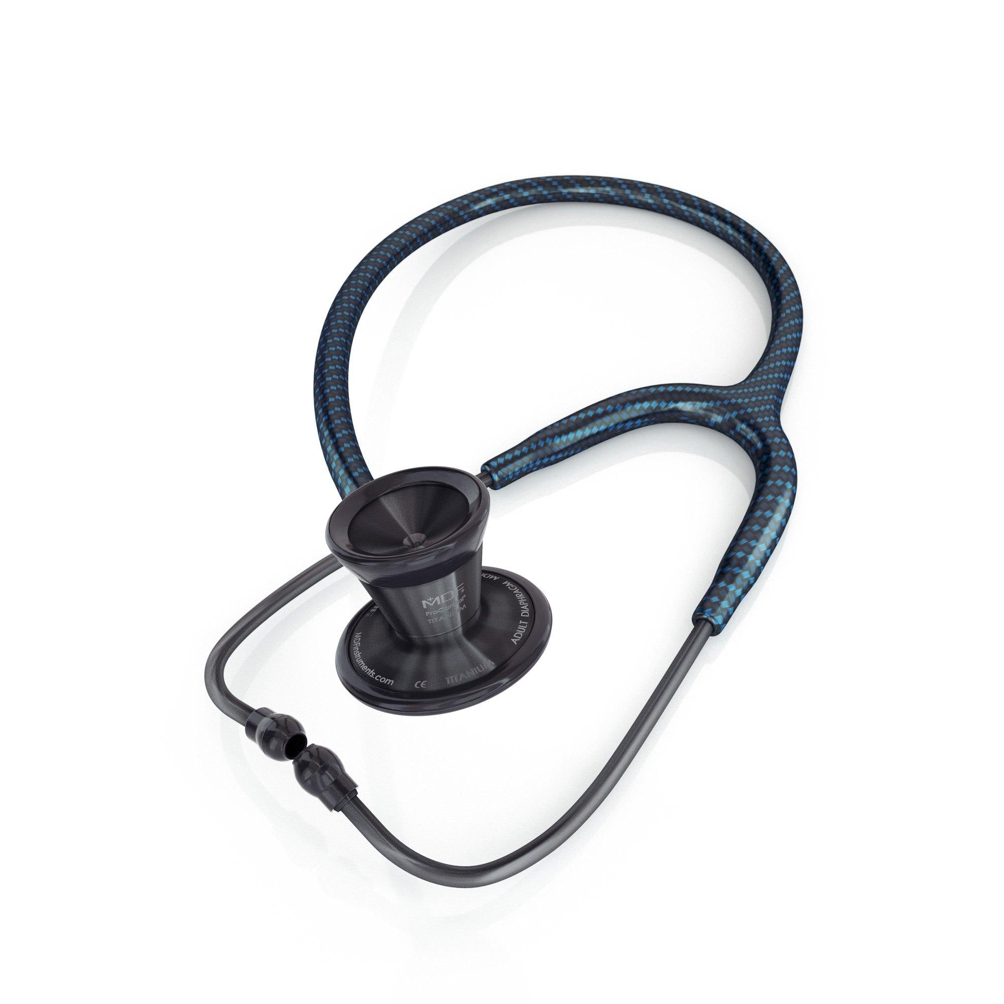 Stethoscope MDF Instruments ProCardial Titanium Blue Carbon Fiber Print Poseidon BlackOut